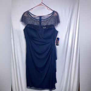 NWT R&M Richards Navy Evening Dress Sz 14 Cocktail Wedding Cocktail Event